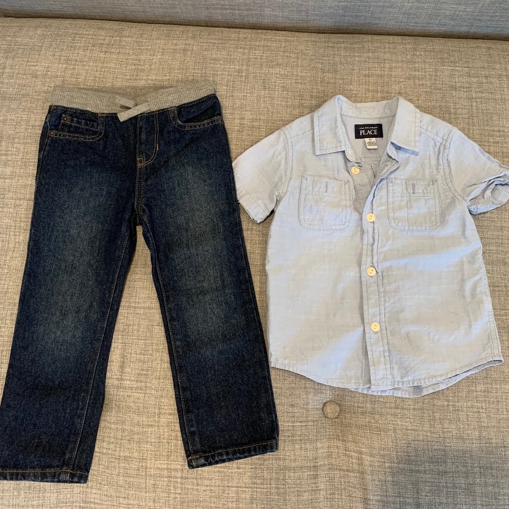 The Children's Place Outfit Jeans & Button Down Shirt 3T